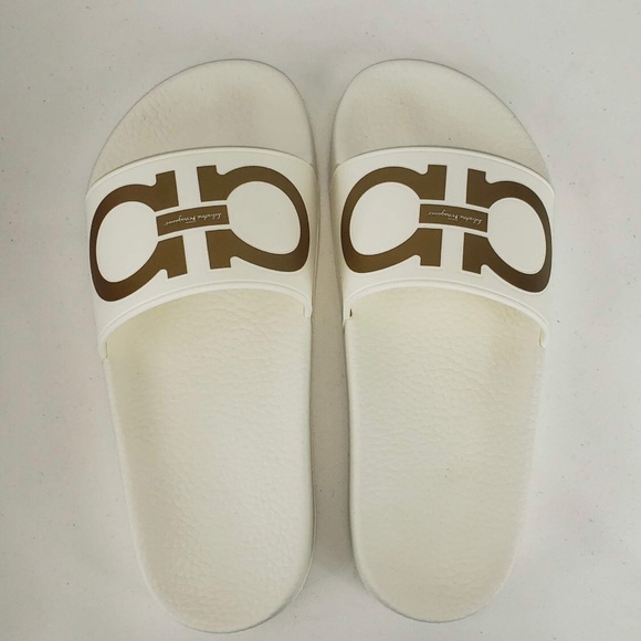 Salvatore Ferragamo Groove Slide in Bianco - Picture 2 of 6